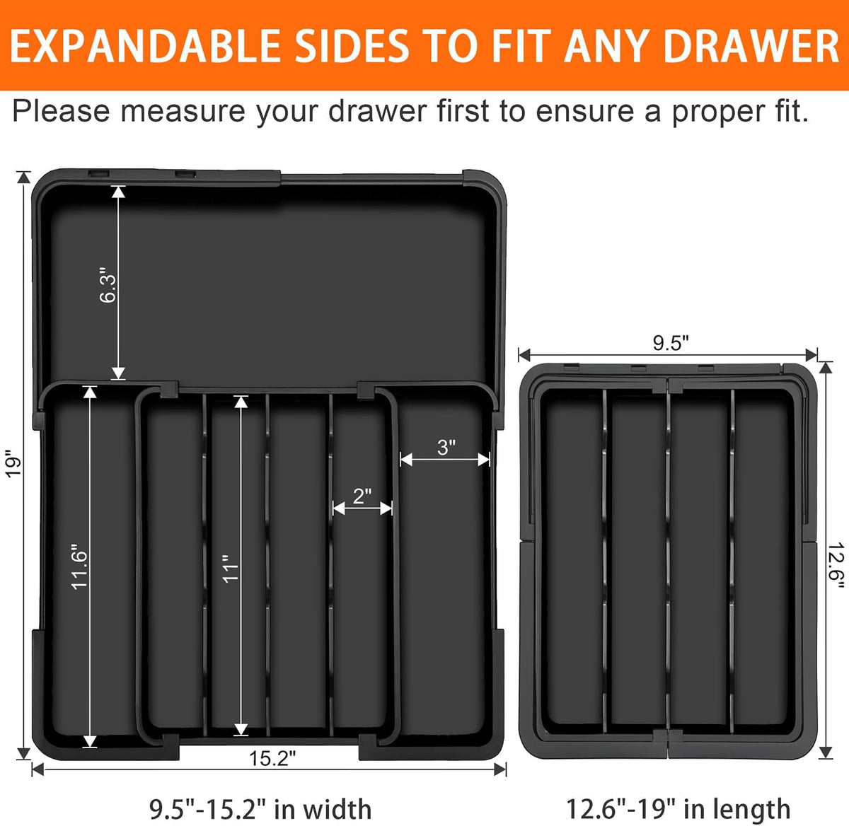 Silverware Organizer - Expandable Kitchen Drawer Organizer, Utensil Drawer Organizer, Adjustable