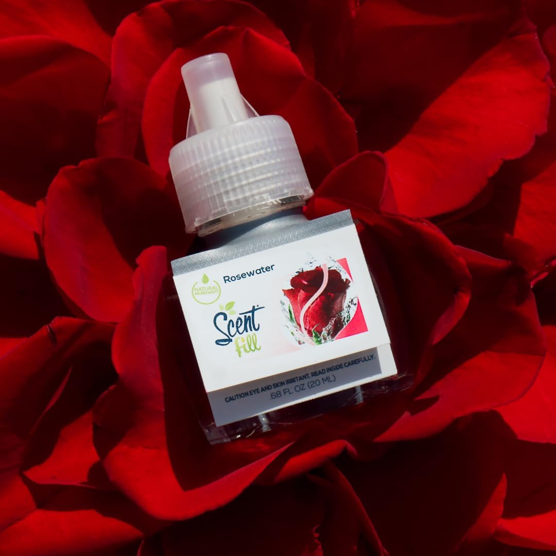 Scent Fill Rosewater Plug in Air Freshener, Scented Oil Refills, 2 Plug in Refills & Diffuser - Air