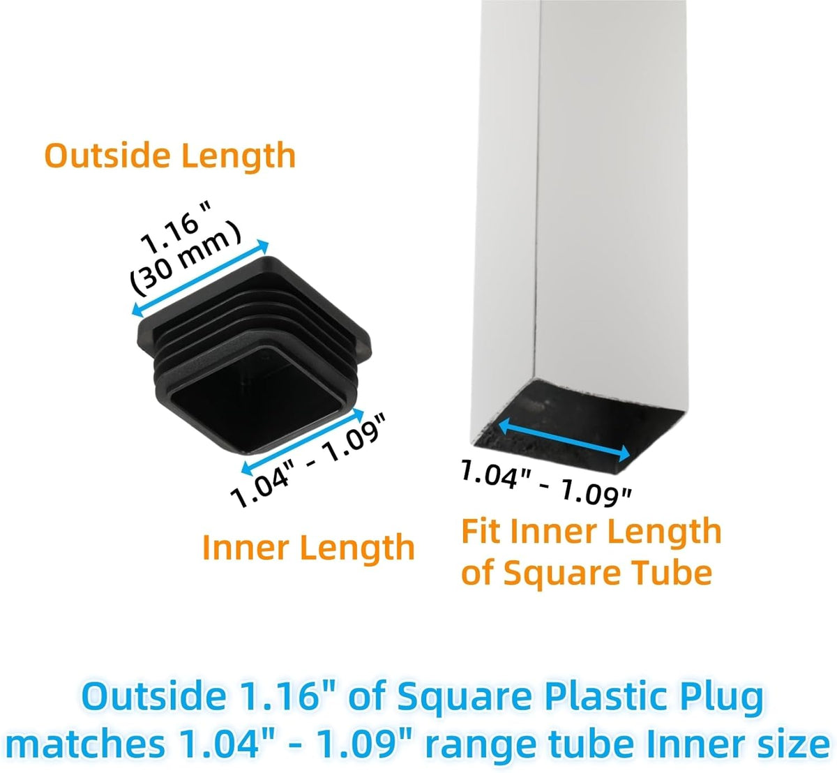 Furnigear Plastic Plugs Tubing End Cap Chair End Caps Outside Bottom Tubing Caps Square Furniture