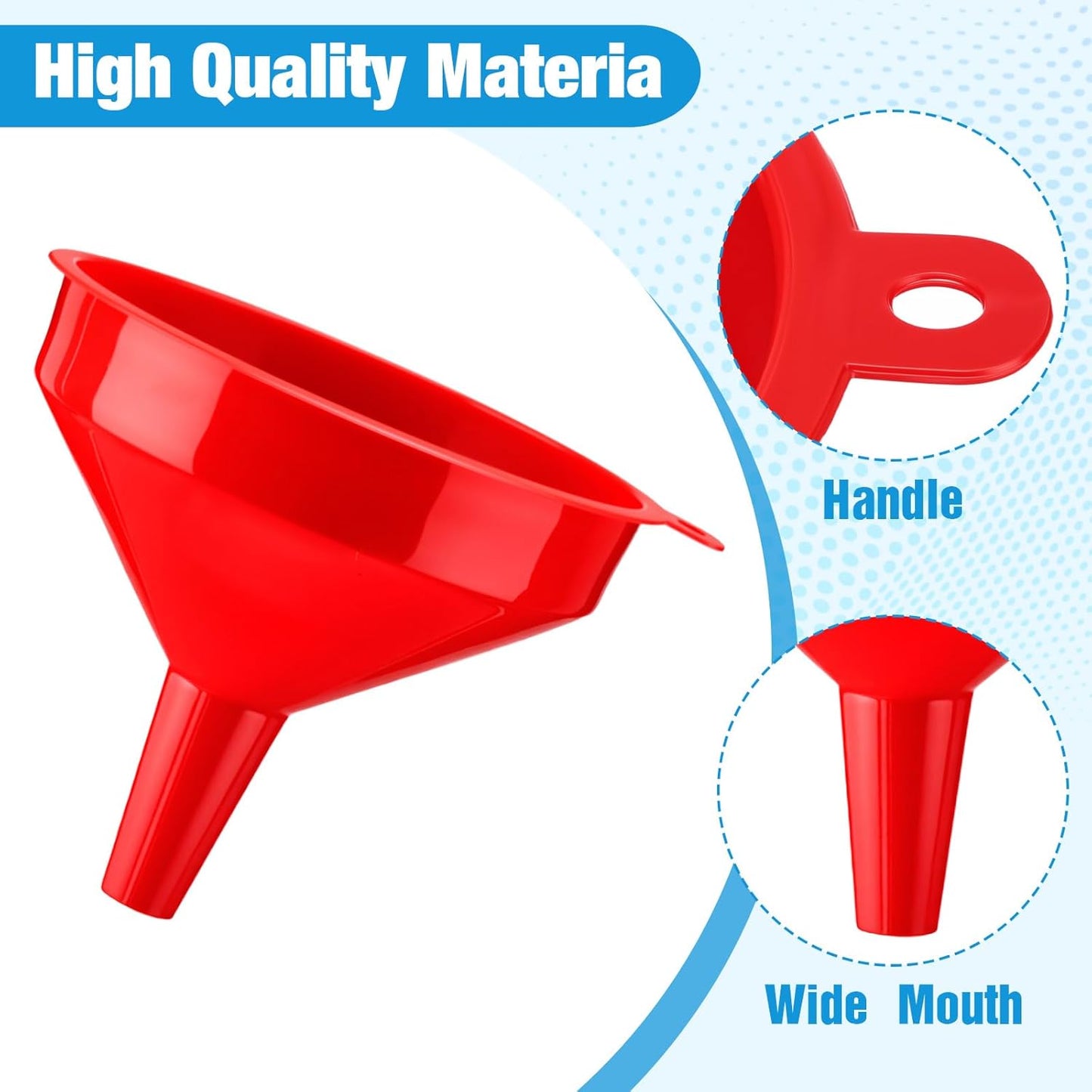 Honeydak 18 Pieces Multi-Purpose Plastic Funnels 4.7 Inch Wide Mouth Funnels for Filling Bottles