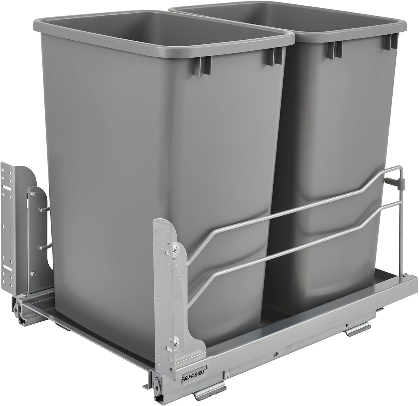 Rev-A-Shelf Double Pullout Trash Cans for Under Kitchen Cabinets 35 Quart 8.75 Gallon with