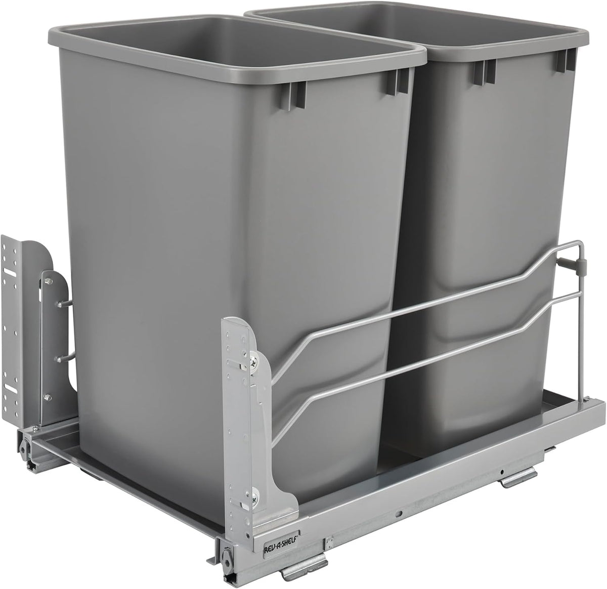 Rev-A-Shelf Double Pullout Trash Cans for Under Kitchen Cabinets 35 Quart 8.75 Gallon with