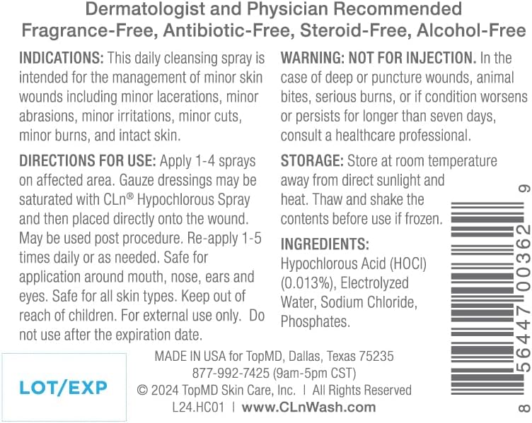 CLn® Hypochlorous Spray - Daily Cleansing Spray to Manage Minor Skin Cuts and Lacerations Without