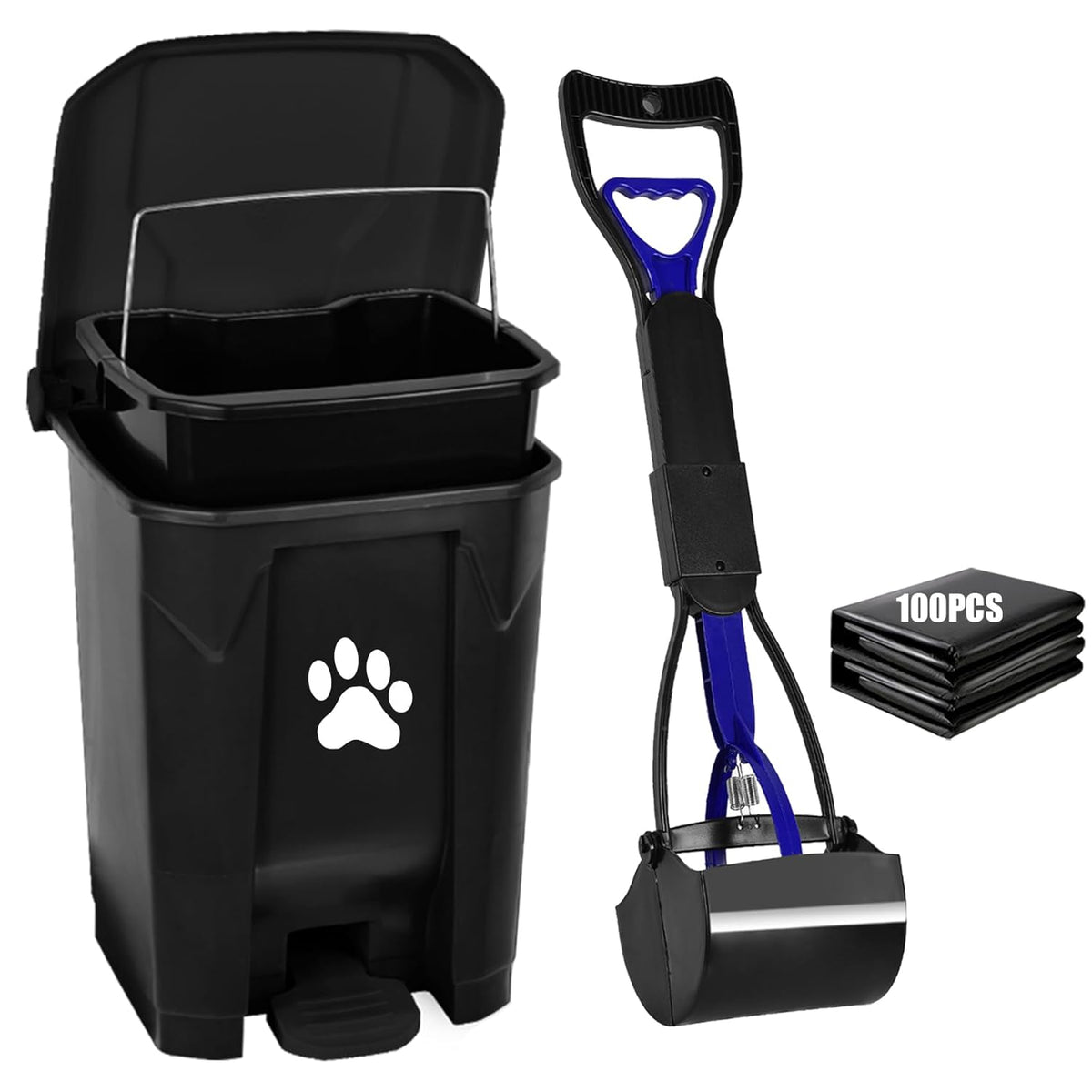 Outdoor Dog Poop Trash Can with Lid, Dog Waste Trash Can Pet Waste Container Pooper Scooper for