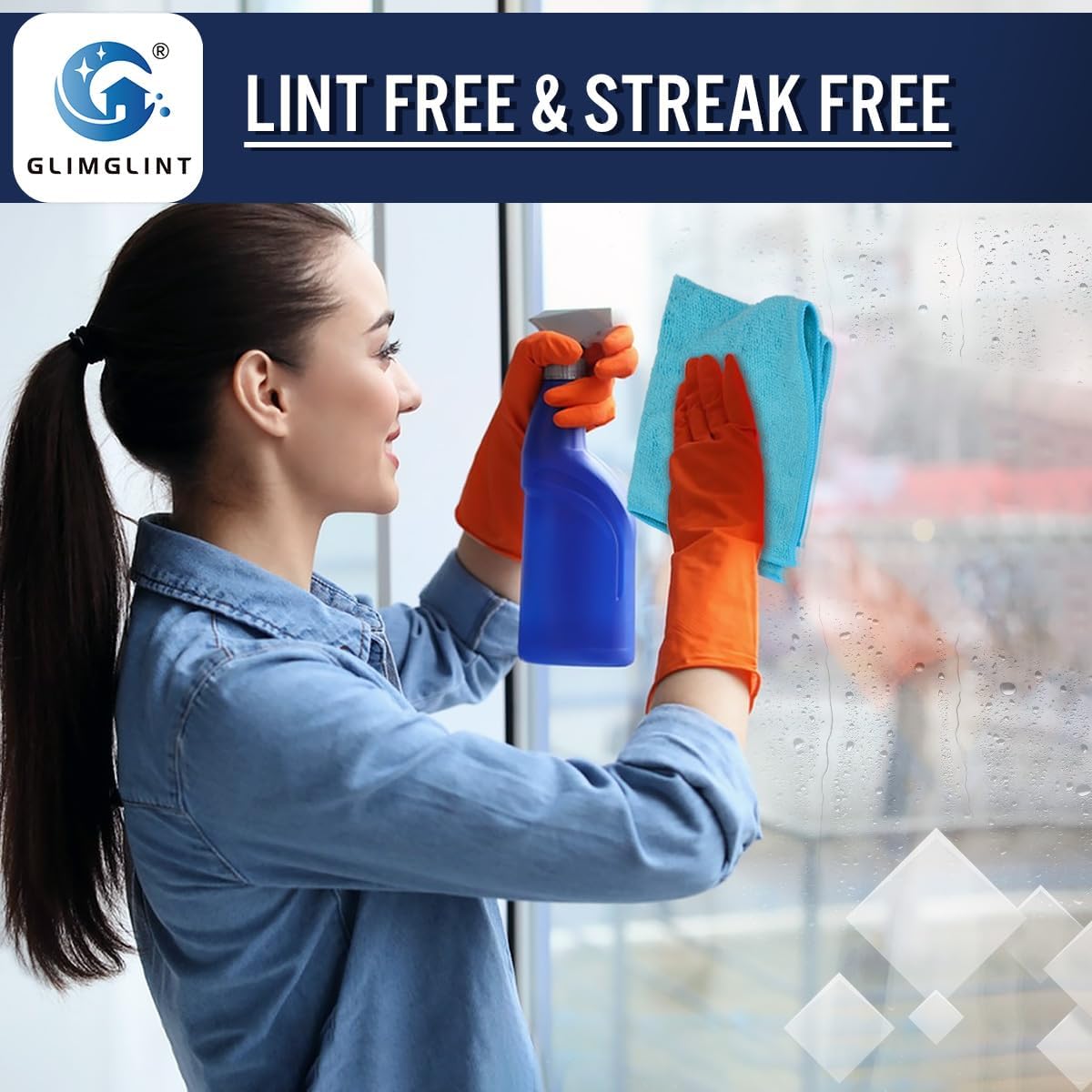 GLIMGLINT Microfiber Cleaning Cloth, 150 Pack Cleaning Rags, Cleaning Towels with 3 Color Assorted