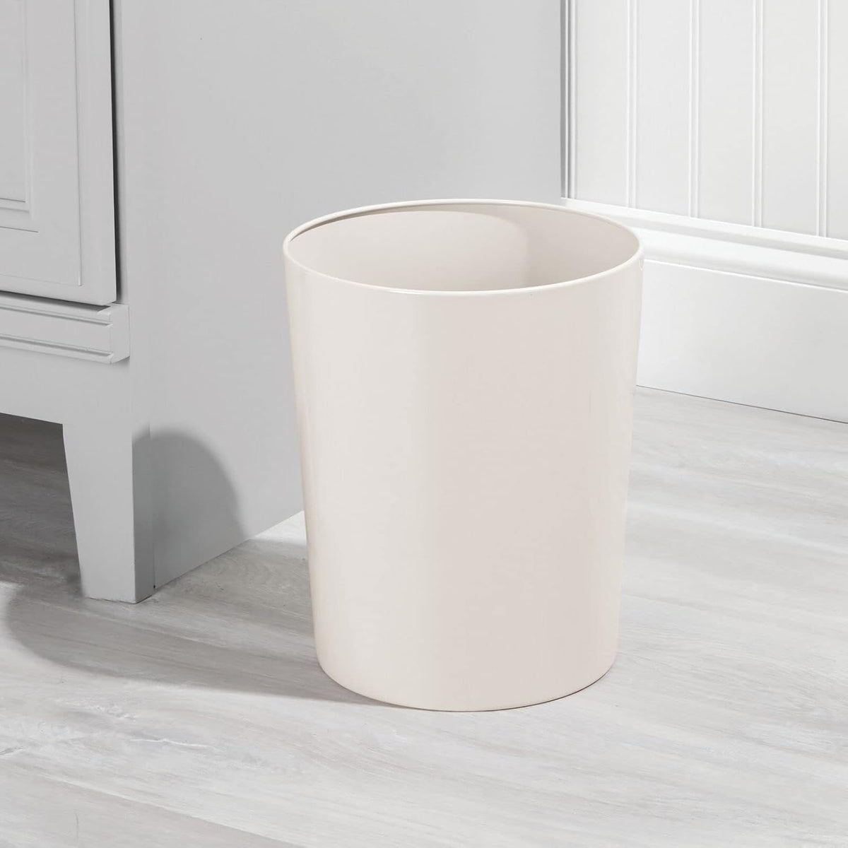 mDesign Round Metal Small 1.7 Gallon Recycle Trash Can Wastebasket, Garbage Container Bin for