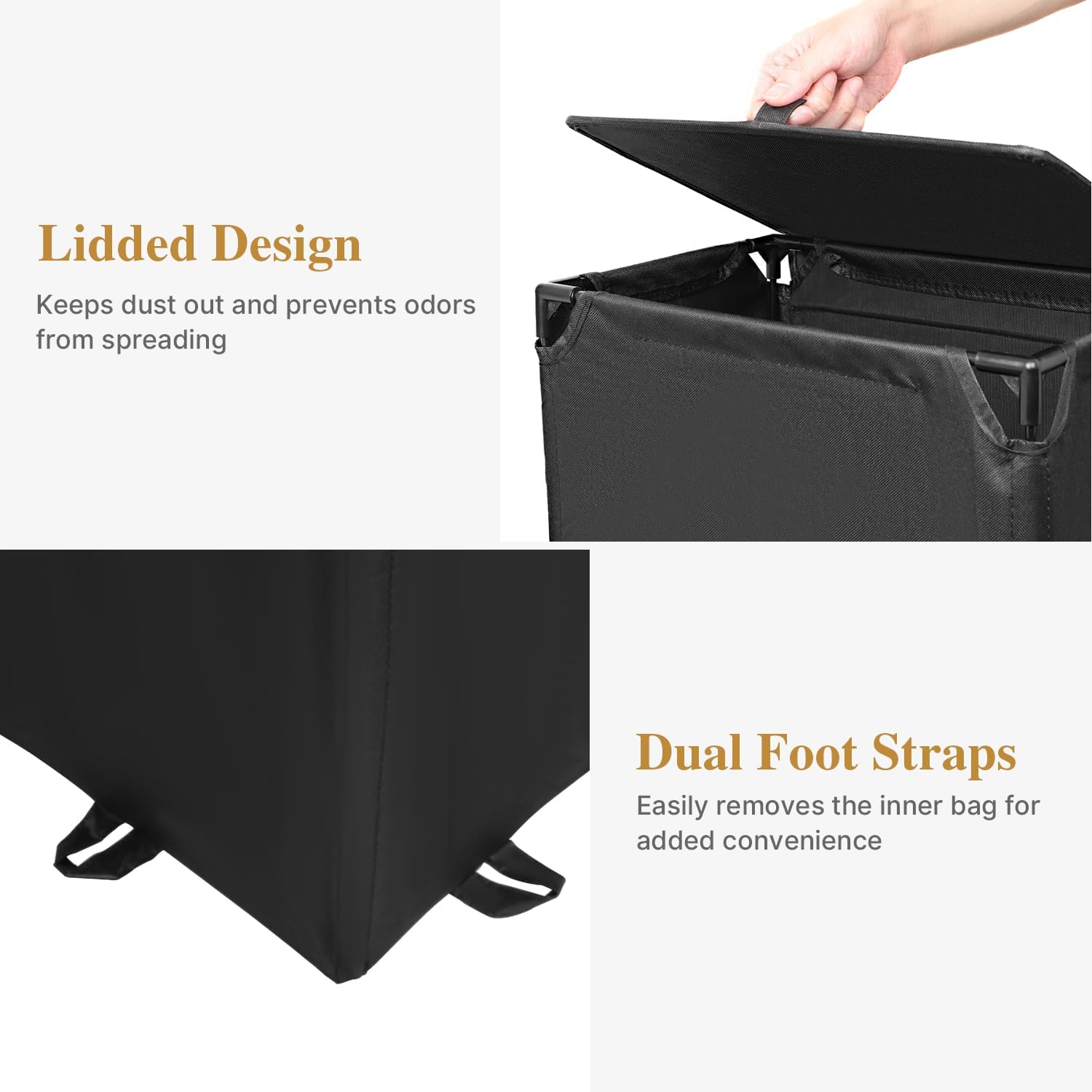 60L 2-in-1 Laundry Hamper with Laundry Backpack, Waterproof Basket with Lid, Laundry Bag with