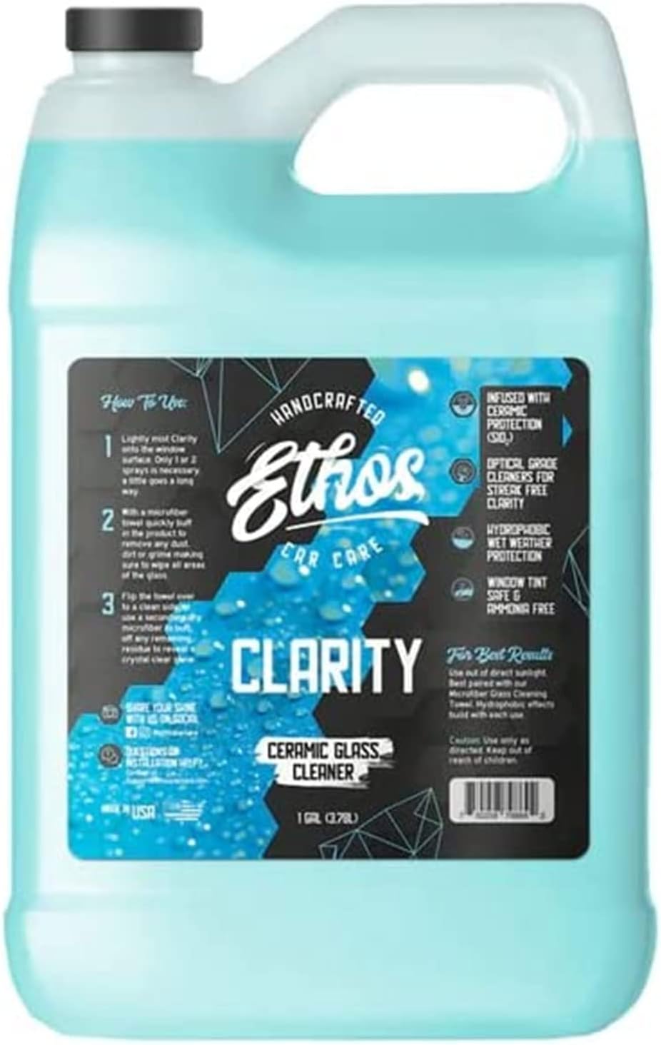 Ethos Clarity V2 - Ceramic Glass Cleaner and Water Repellent - Streak-Free Window Cleaner with