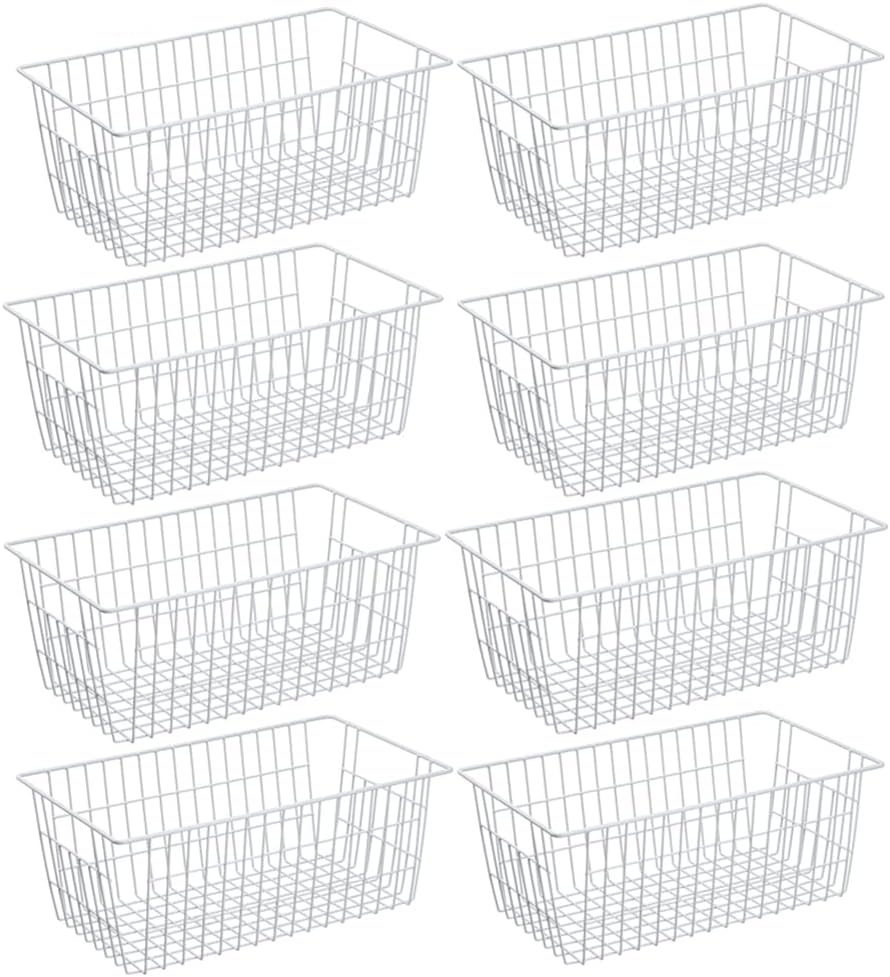 SANNO Freezer Baskets Pantry Storage Bins, Farmhouse Wire Storage Baskets Organizer Storage Bins