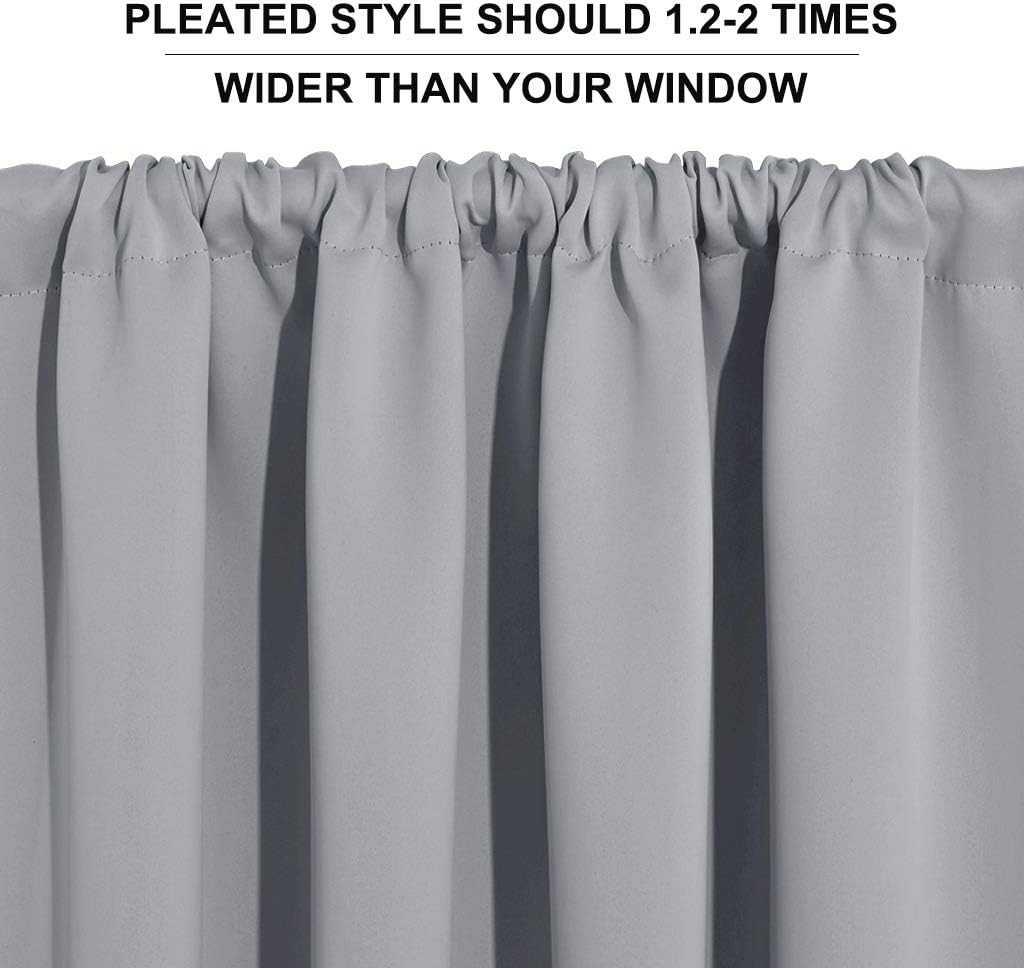 RYB HOME Blackout Curtains Grey - Sunlight Block Energy Saving Drapes for Bedroom Bathroom Home