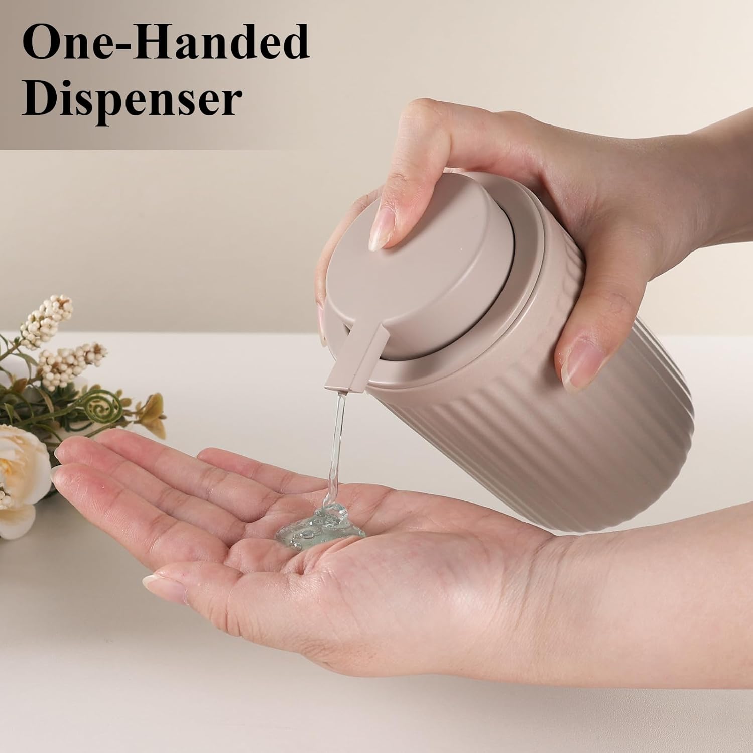 BosilunLife Dish Hand Soap Dispenser - Khaki Liquid Pump Soap Dispenser for Bathroom Decro 12oz