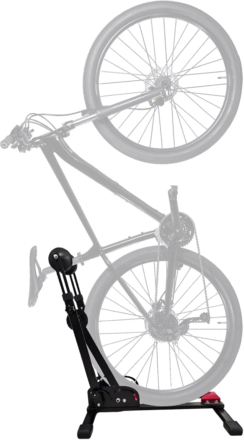 Heavy-Duty Floor Bike Stand, Freestanding Bicycle Storage Rack, Adjustable Dual Support Arms