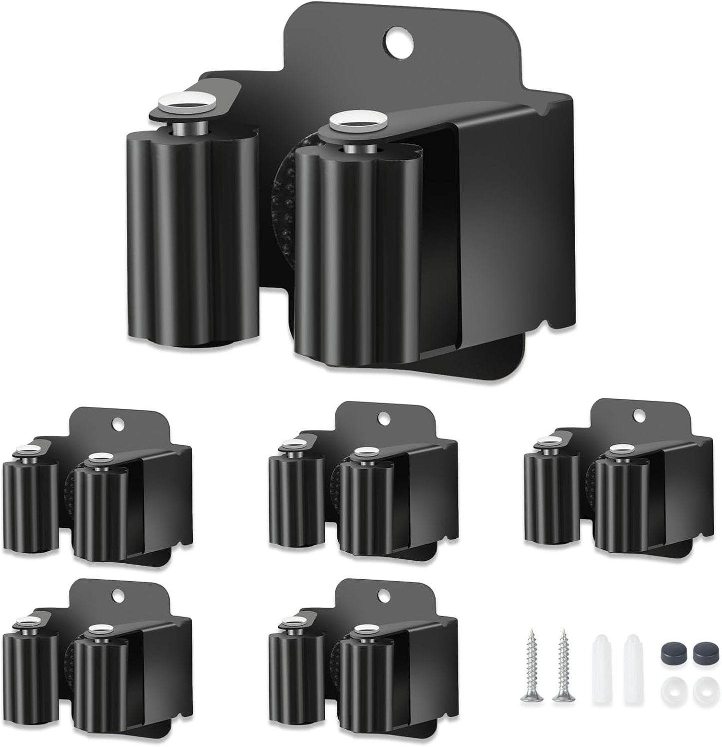 5 PCS Broom Holder Wall Mount, Upgraded Heavy Duty Mop and Broom Holder Wall Mount, Stainless Steel