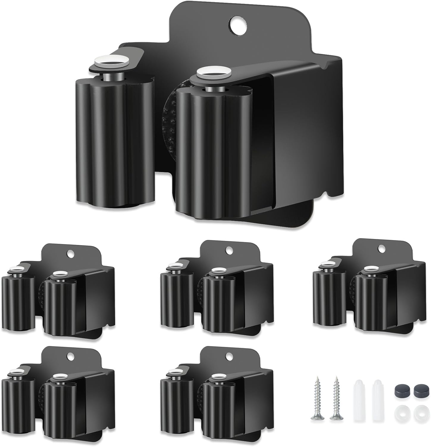 5 PCS Broom Holder Wall Mount, Upgraded Heavy Duty Mop and Broom Holder Wall Mount, Stainless Steel