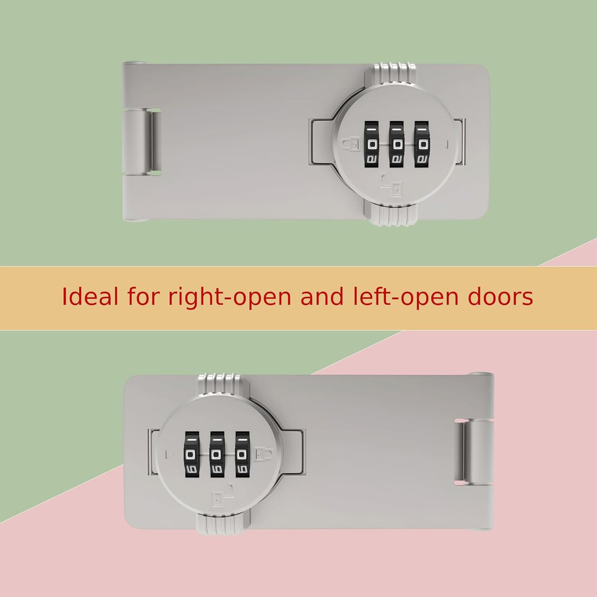 Keyless Combination Lock – 3-Digit Combination Lock for Cabinet Doors – Twist Knob Hasp Latch Lock