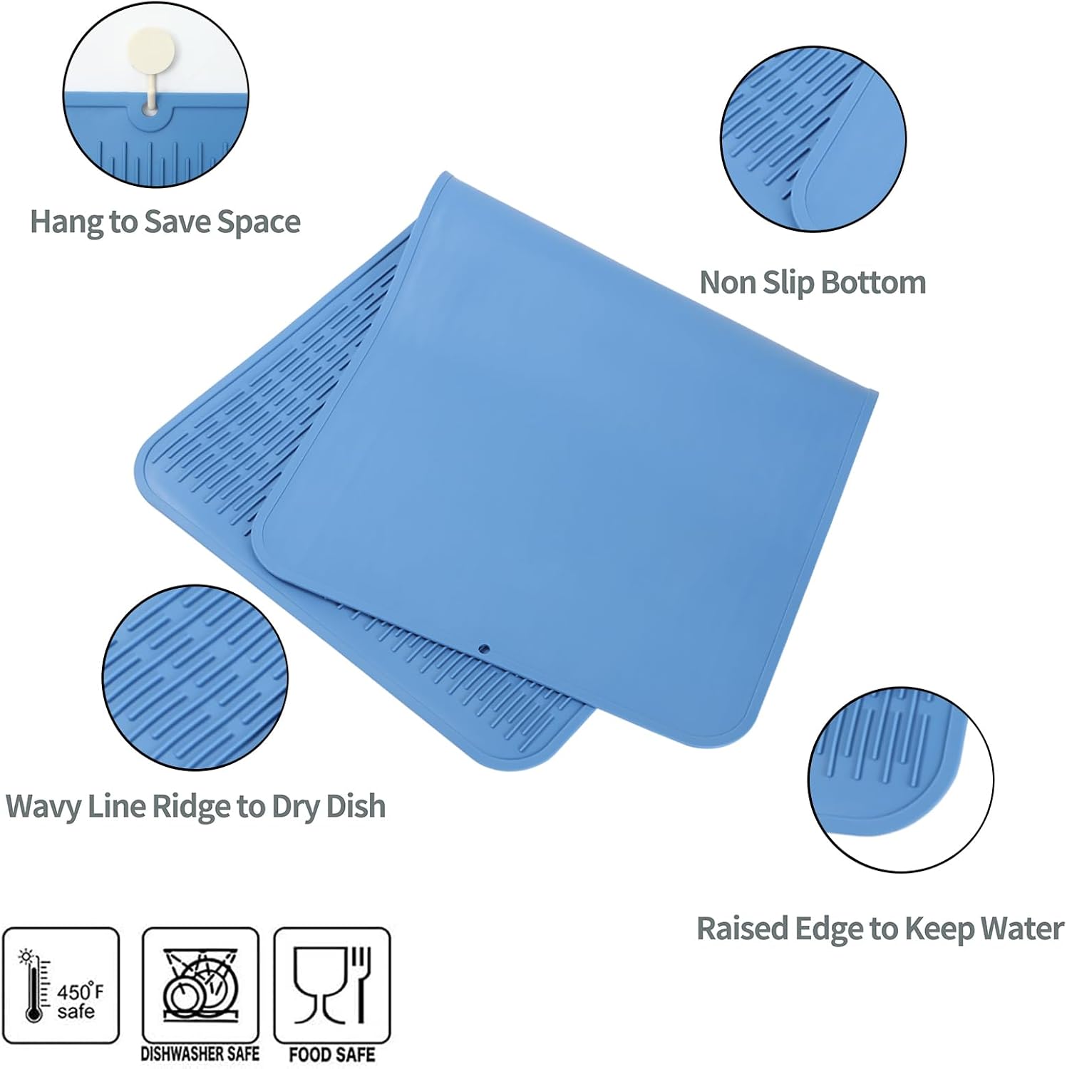 Silicone Dish Drying Mat for Multiple Usage,Easy clean,Eco-friendly,Heat-resistant Silicone Mat for