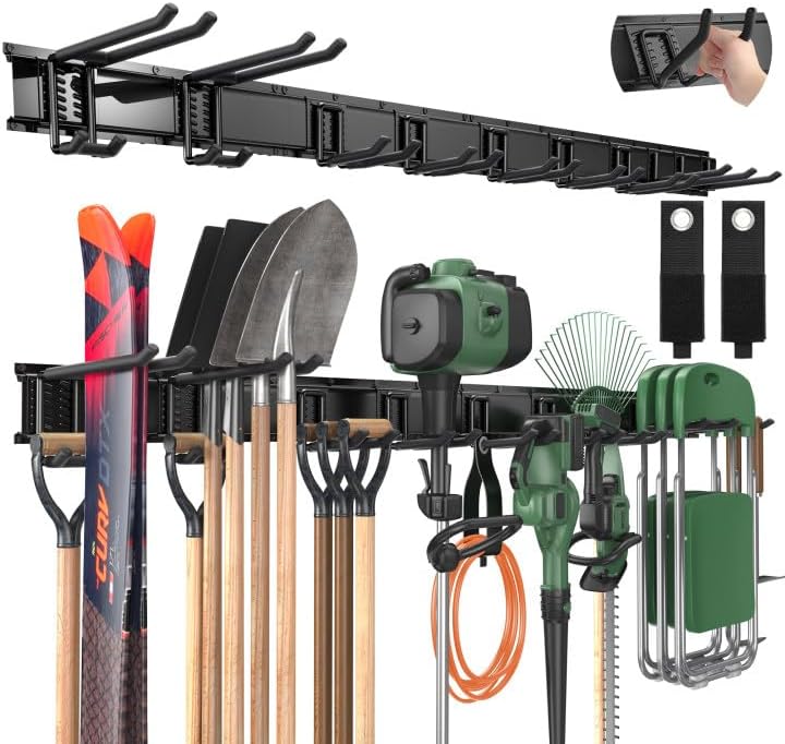 LBT 66" Garage Tool Organizer Wall Mount - 720lbs Garden Tool Organizer with Adjustable Hooks