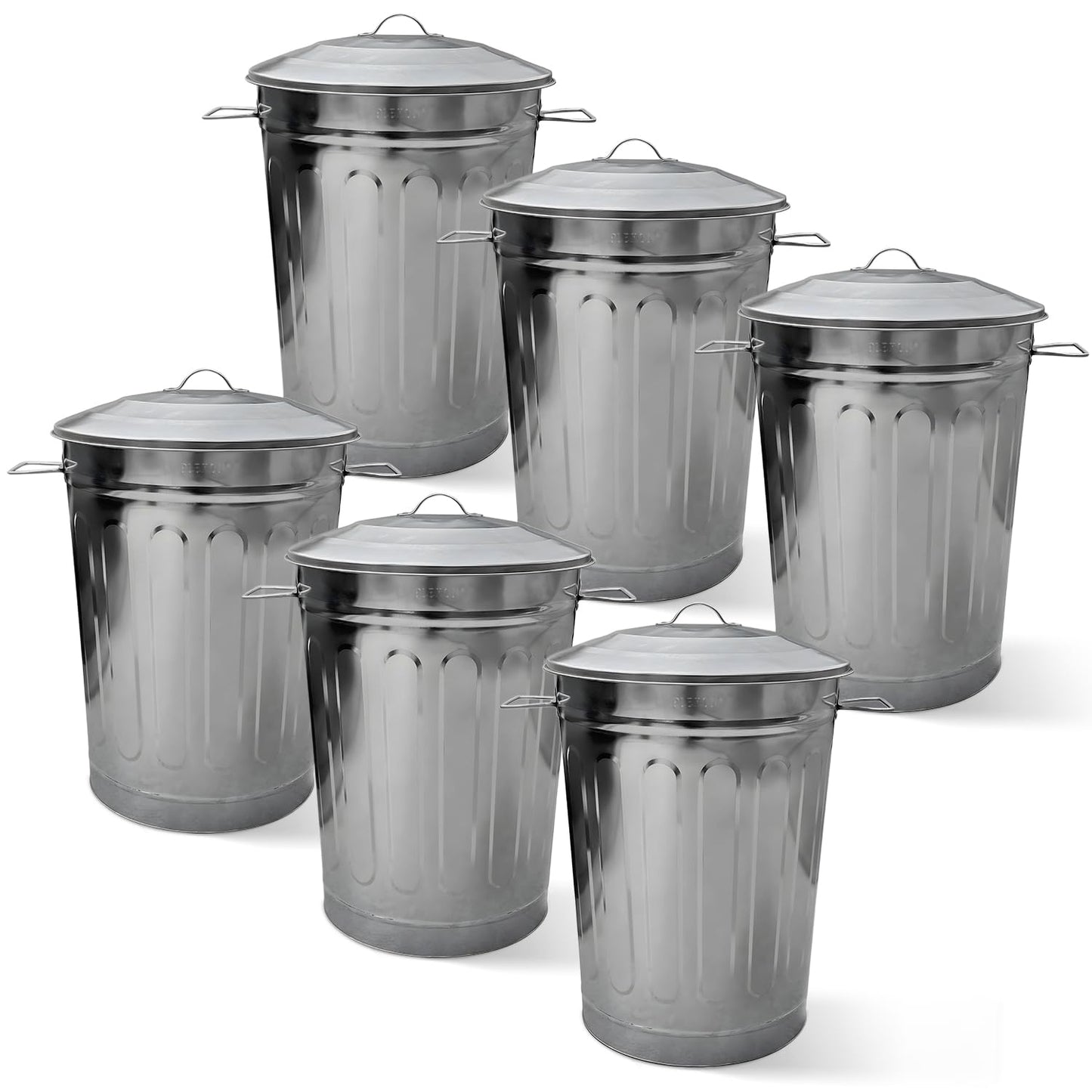 Plexon Round Trash Can 13 Gallon, Vintage Metal Outdoor Trash Can with Lid, Retro Farmhouse Garbage