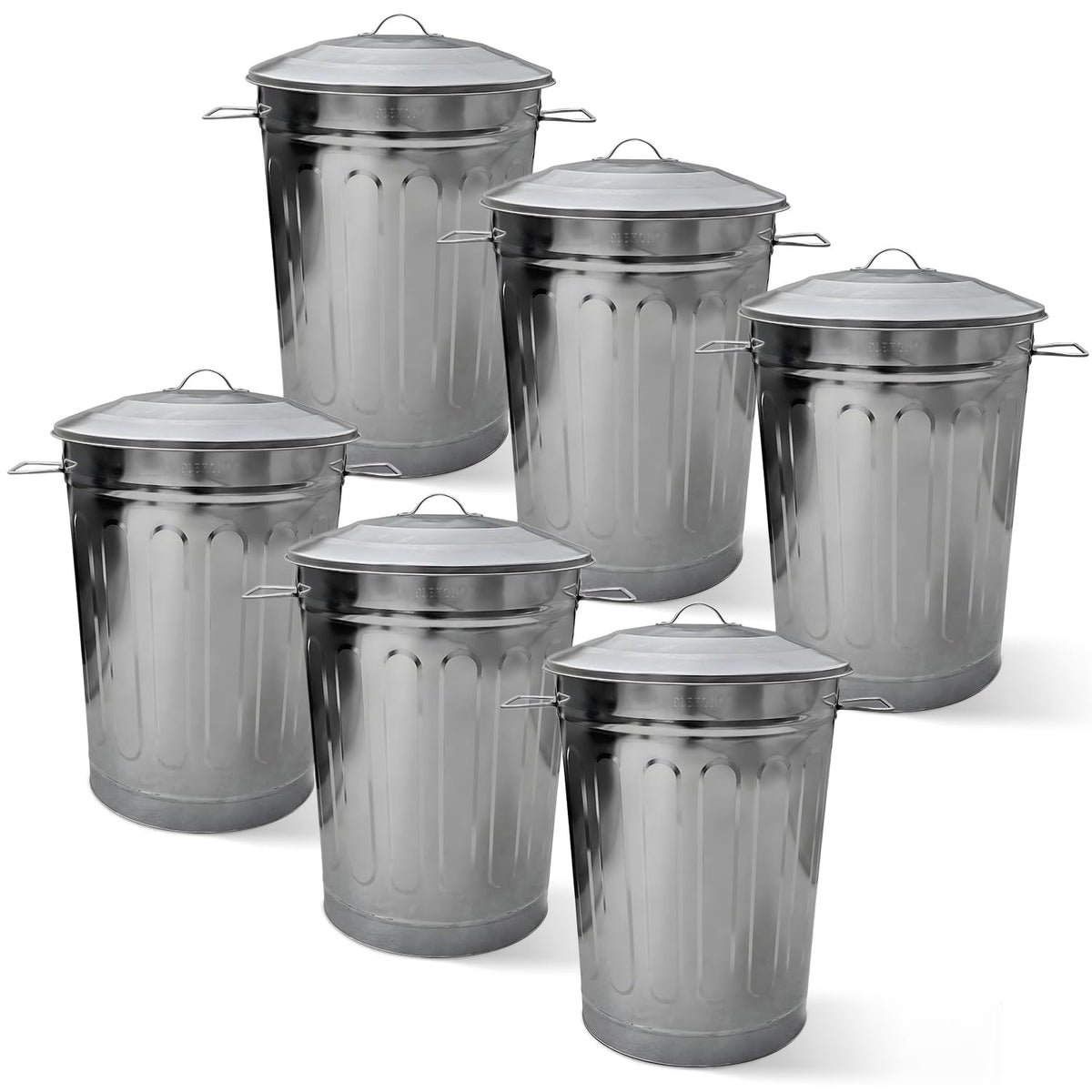Plexon Round Trash Can 13 Gallon, Vintage Metal Outdoor Trash Can with Lid, Retro Farmhouse Garbage