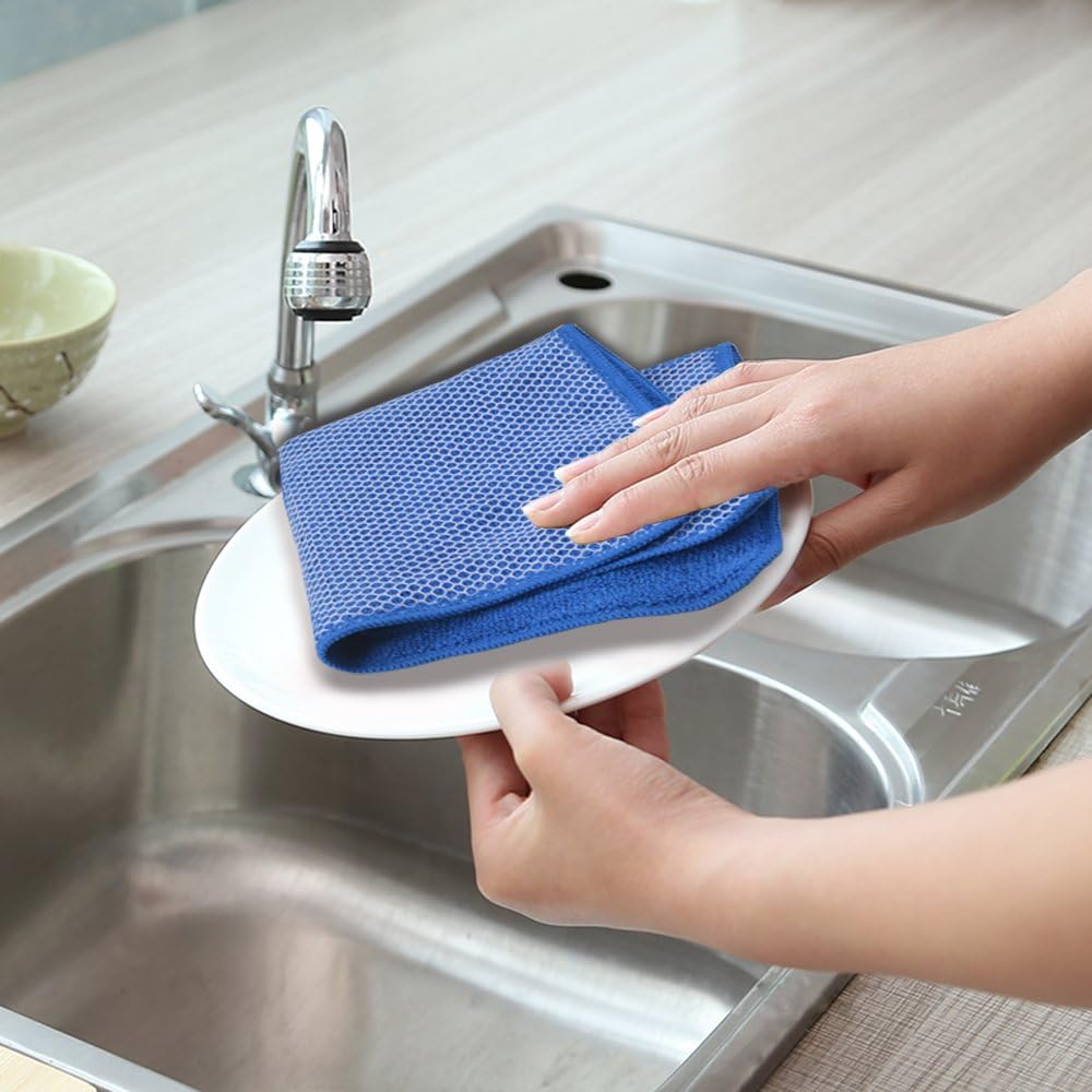 KinHwa Kitchen Washcloths for Dishes Absorbent Microfiber Dish Cloths Quick Dry Dish Rags with Poly