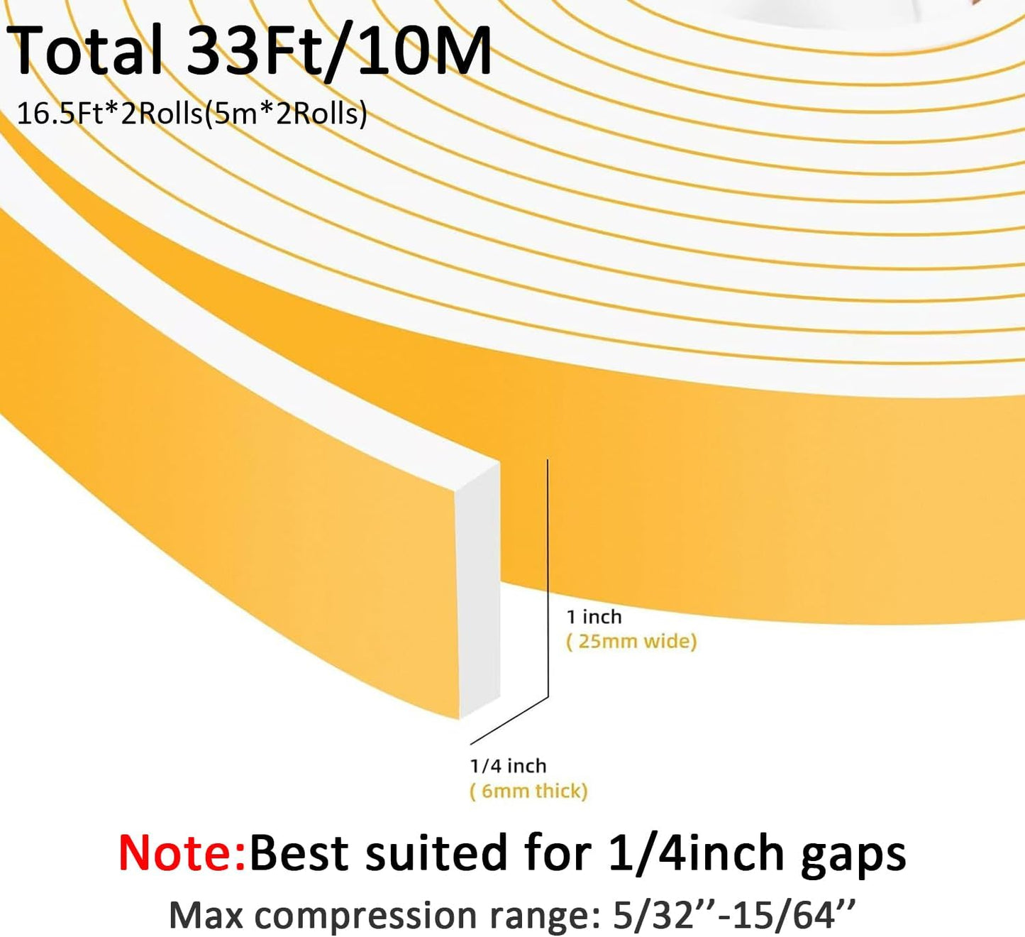 High Density Foam Weather Stripping Door Seal Strip Insulation Tape Roll for Insulating Door Frame