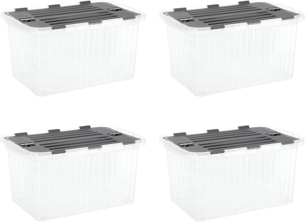 Superio Storage Bins with Lids, Clear Plastic Containers for Organizing, Stackable Totes, BPA Free