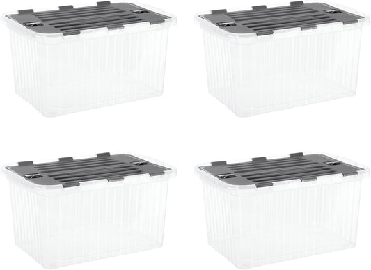 Superio Storage Bins with Lids, Clear Plastic Containers for Organizing, Stackable Totes, BPA Free