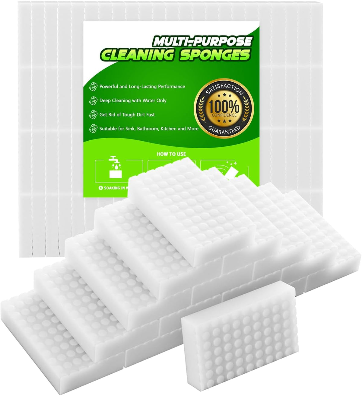 Sponge Eraser 20 Pack 2X Density and Long Lasting Melamine Sponges for Kitchen Bathroom Multi