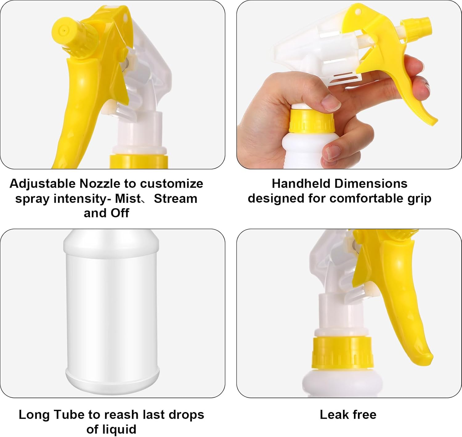 Eccliy 12 Pcs 16 Oz Plastic Spray Bottle, Adjustable Empty Reusable Sprayer for Cleaning, Planting