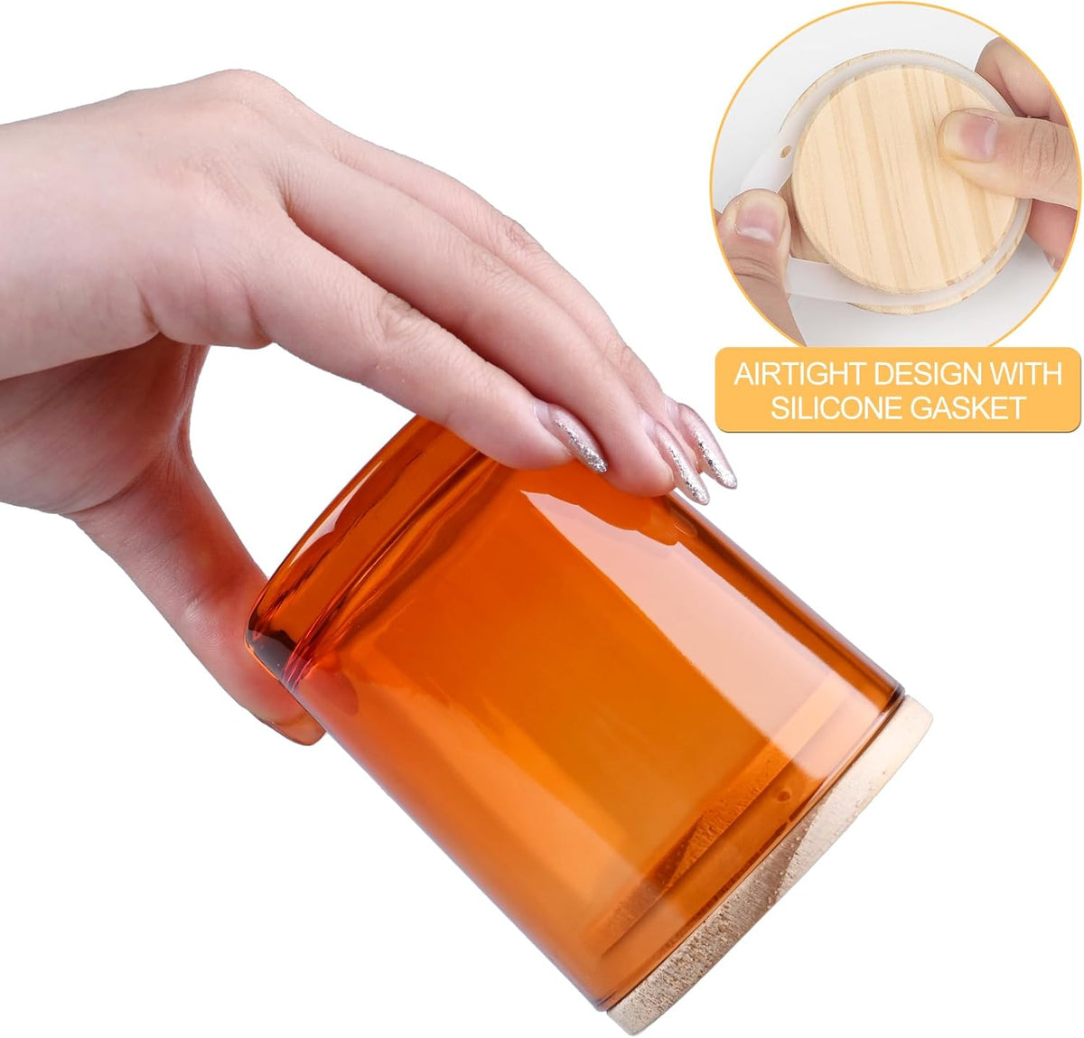 SHOWIN Thick Candle Jars for Making Candles 12 Pcs, 7 OZ Empty Jars with Wood Lids for Candle