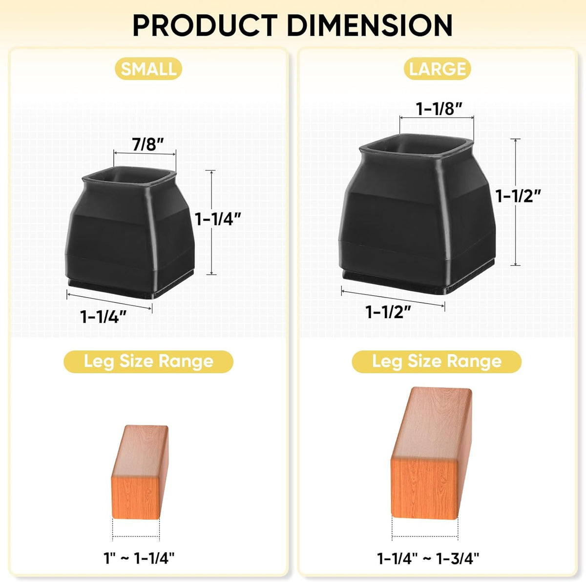 BALEINE 32 Pack Silicone Chair Leg Floor Protectors, Stool Leg Protectors Cap, Non-Slip Chair Leg