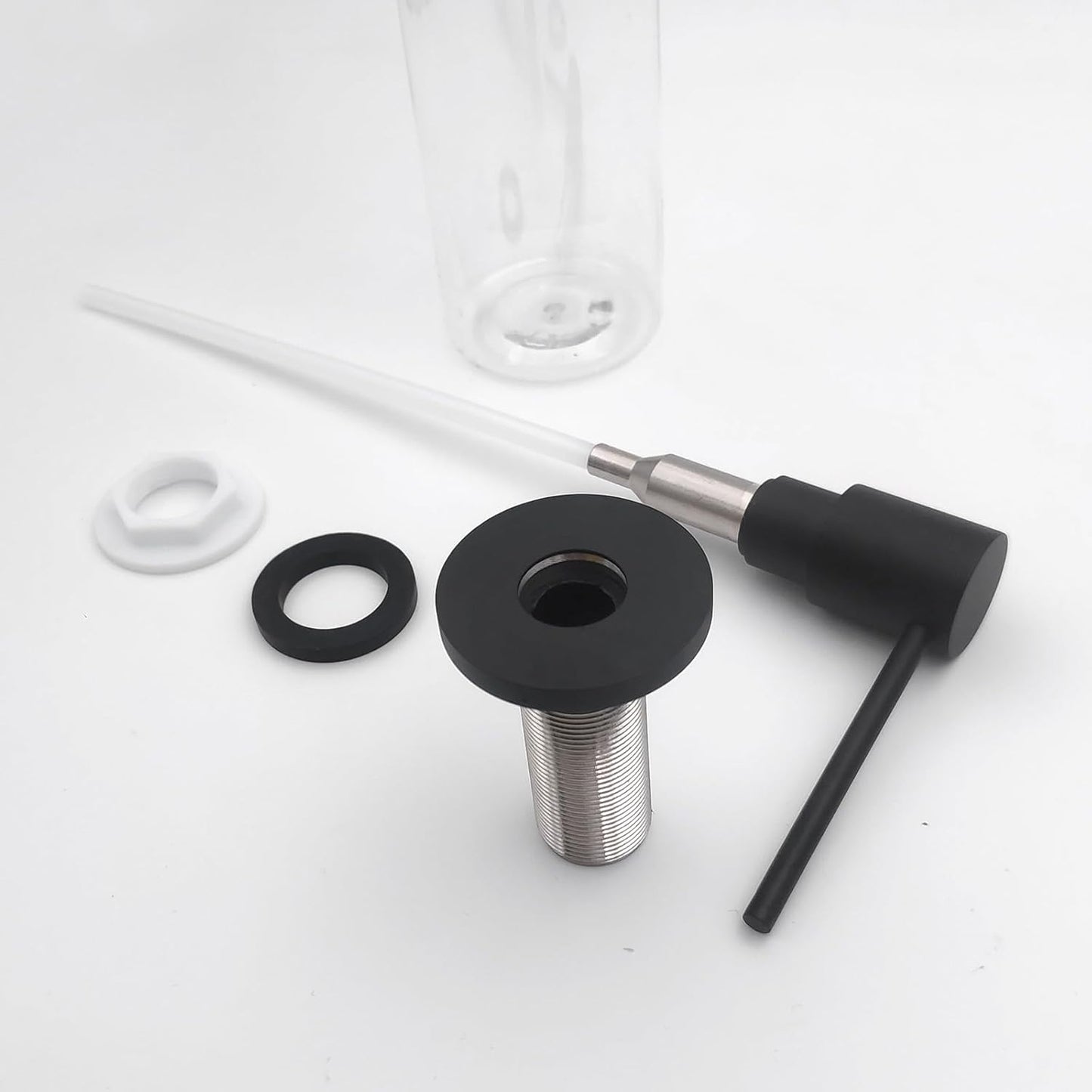Matte Black All Brass Soap Dispenser for Kitchen Sink Countertop Sink Soap Dispenser 17 OZ Bottle