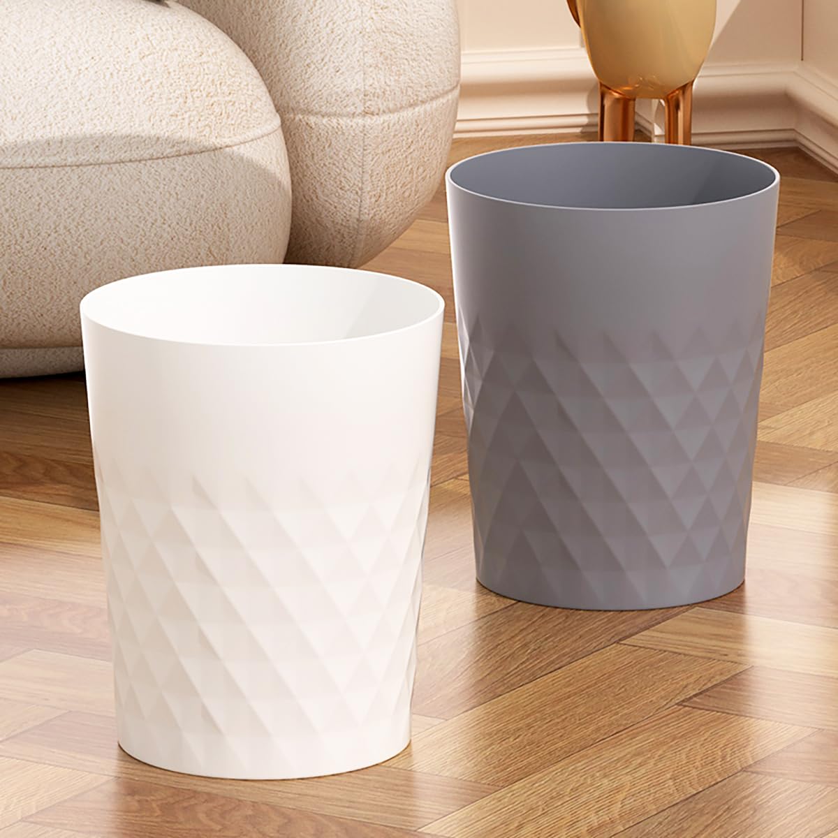 2 Pack Small Trash Can 1.8 Gallon Bathroom Garbage Can Waste Basket Recycling Bin for Dorms