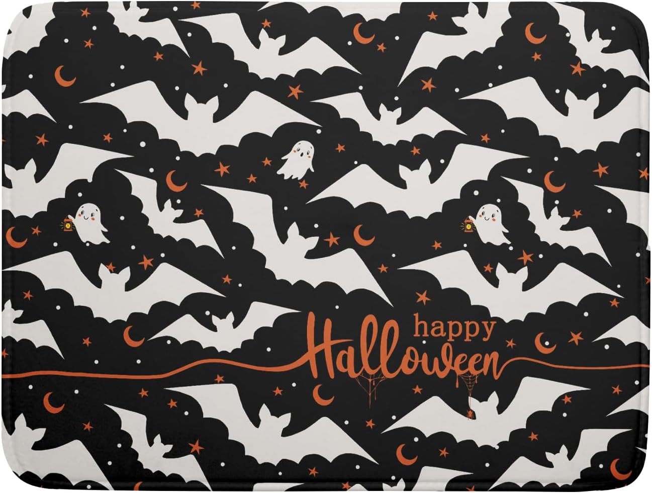 Halloween Black Bats Dish Drying Mat 16x18 Inch Happy Halloween Spooky Bat Microfiber Drying Mat