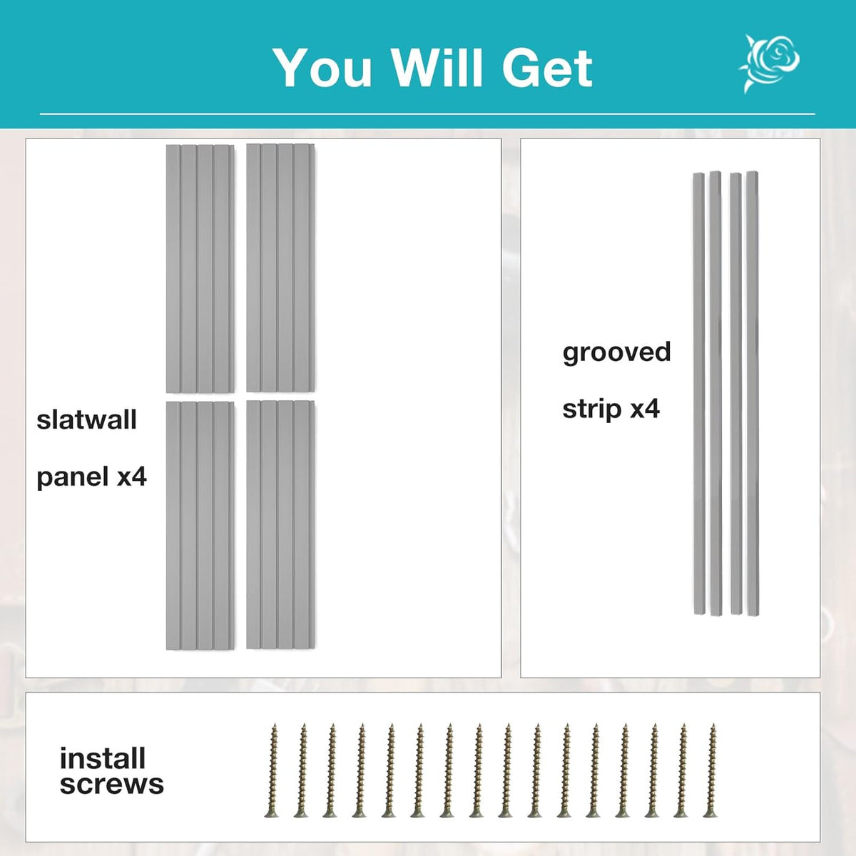 NeatiEase Slatwall Panel Wall Storage Systems, 4 x 4ft Slat Wall Paneling Garage Wall Organizer