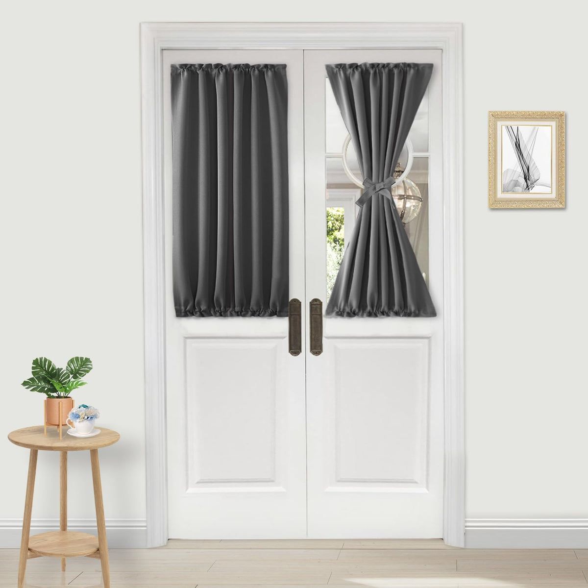 DWCN French Door Curtains – Rod Pocket Thermal Blackout Curtain for Doors with Glass Window