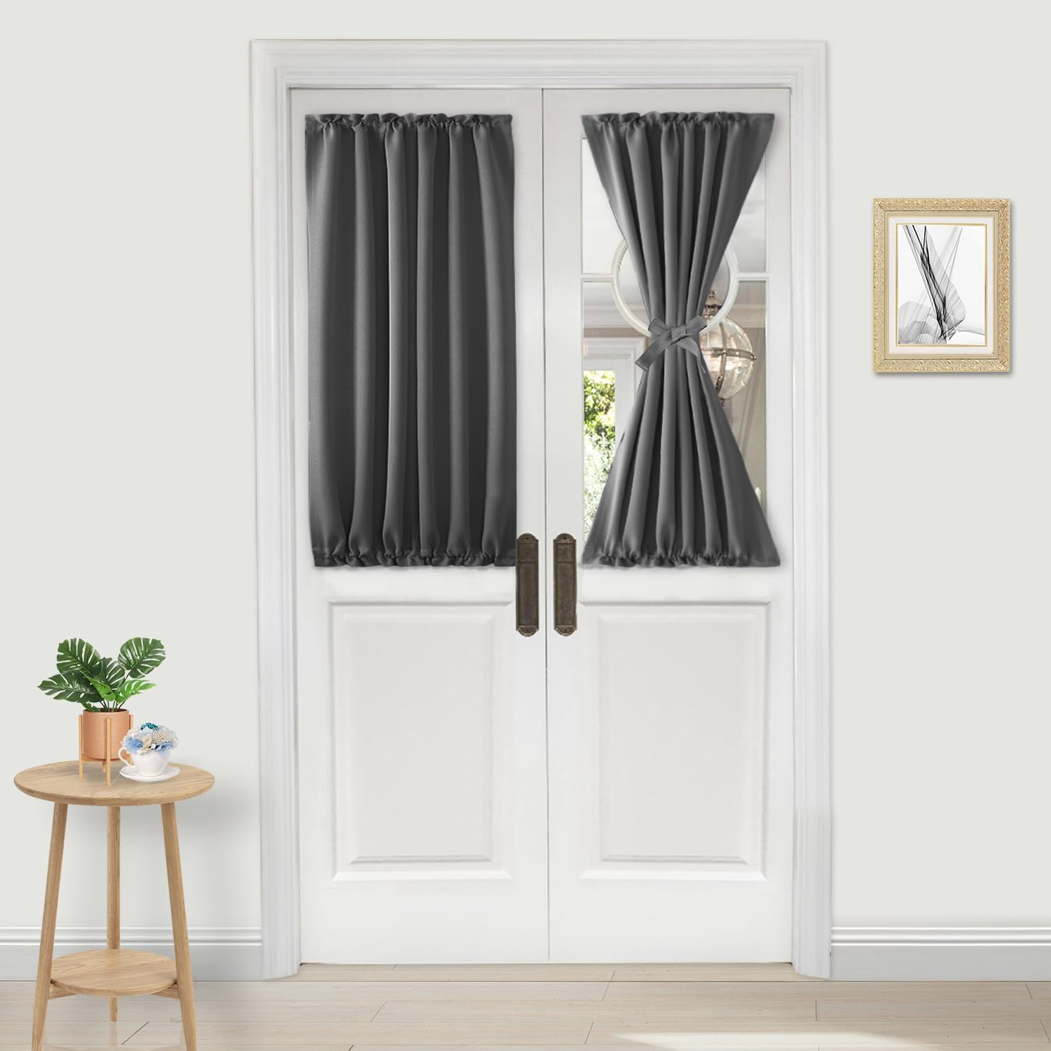 DWCN French Door Curtains – Rod Pocket Thermal Blackout Curtain for Doors with Glass Window