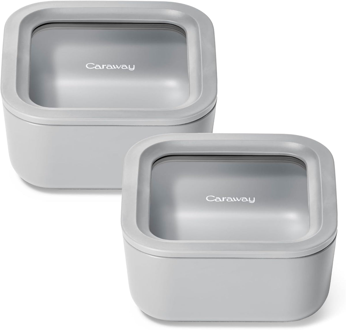 Caraway 2pc Glass Food Storage Set - 4.4 Cup Food Containers (2) - Ceramic Coated - Non Toxic, Non
