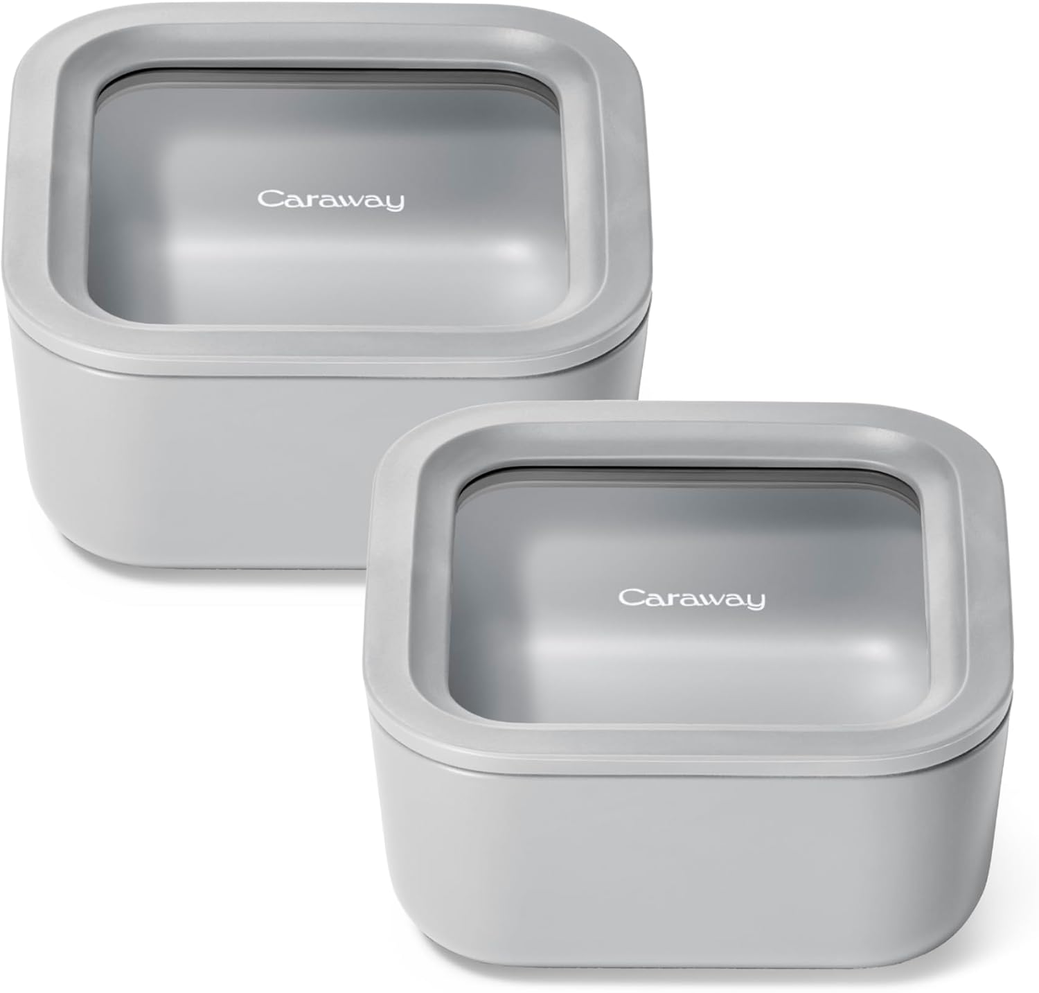 Caraway 2pc Glass Food Storage Set - 4.4 Cup Food Containers (2) - Ceramic Coated - Non Toxic, Non