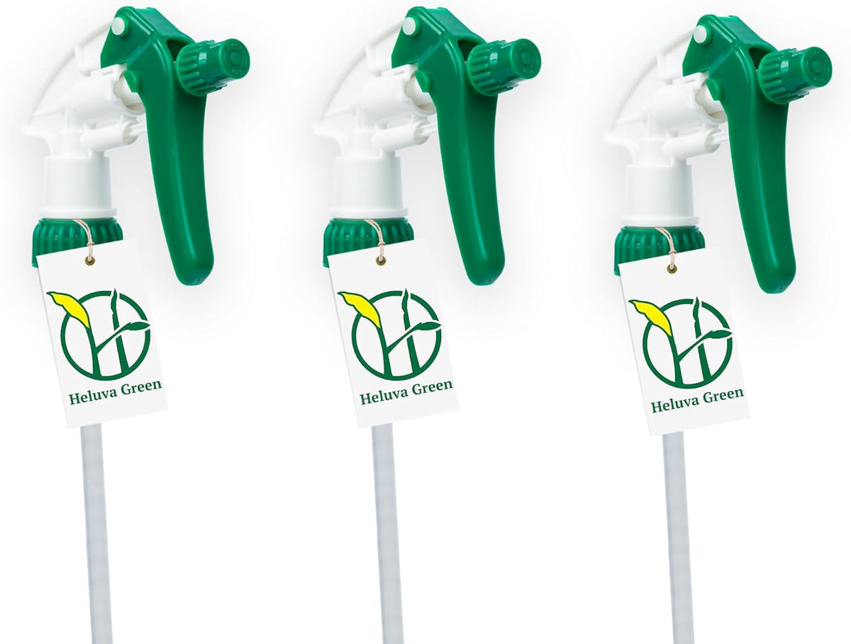 Heluva Green Spray Bottle Nozzle Replacement, Bottle Tops Only - Sprayer Nozzle Triggers for Heavy