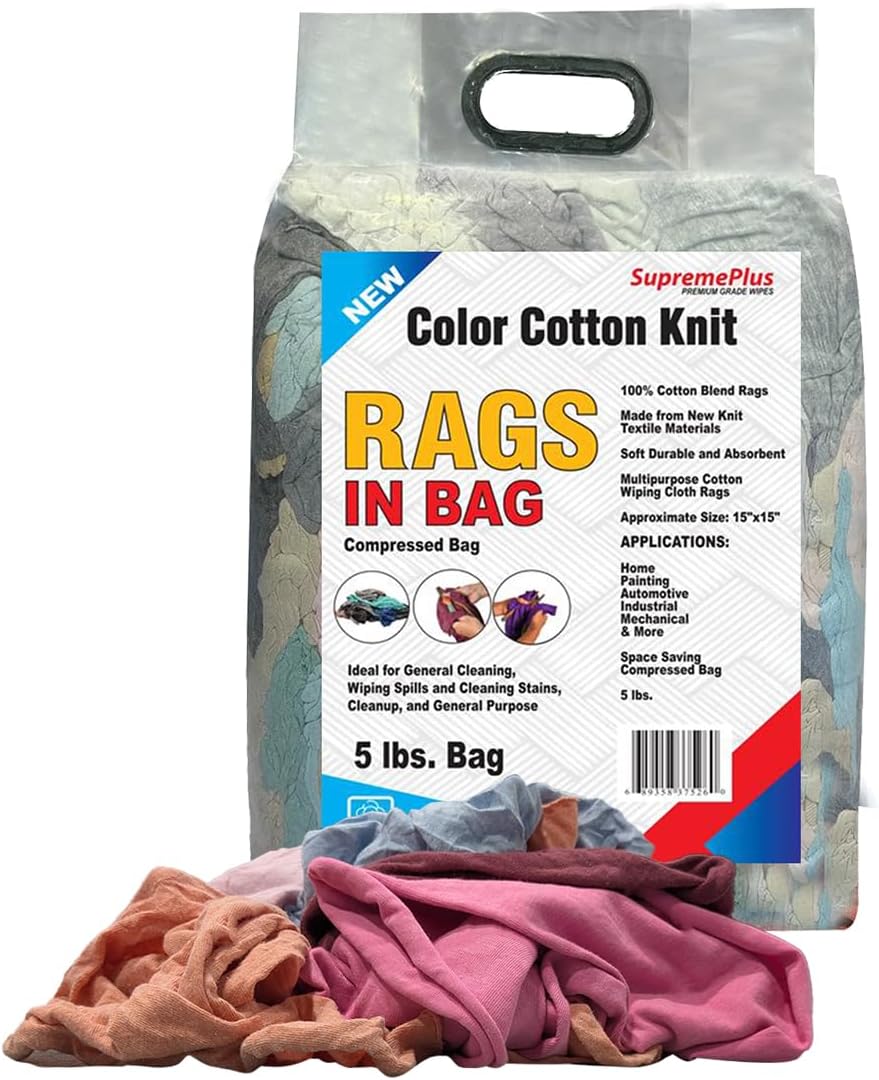 Premium Color Knit Cleaning Rags (5 lbs. Bag) – Shop Rags Bulk for Workshops, Mechanics, Painters