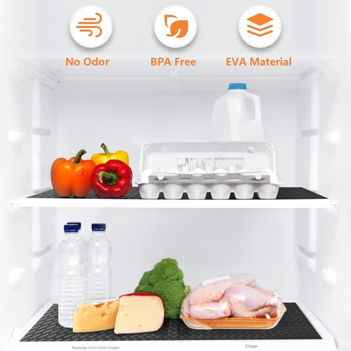 Black Shelf Liners for Kitchen Cabinets Refrigerator Liners Waterproof & Oil-Proof Kitchen Cupboard