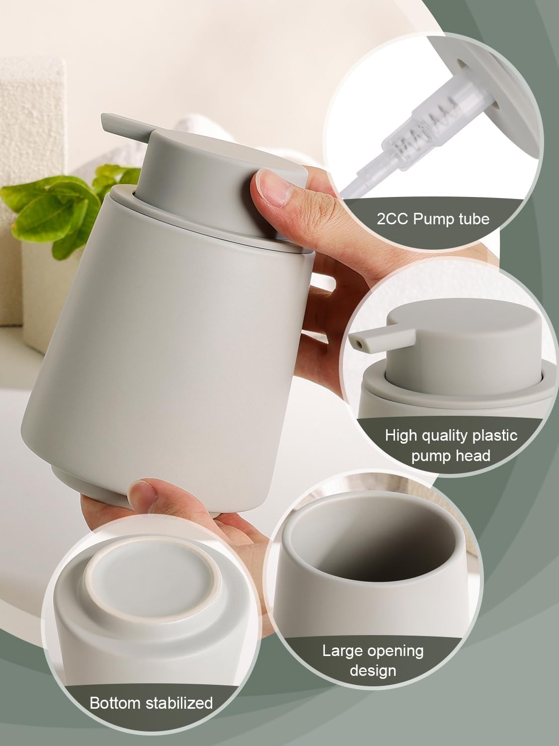 INGOFIN Ceramic Soap Dispenser -14 oz Bathroom Hand Soap Dispenser Liquid Dispenser with Pump