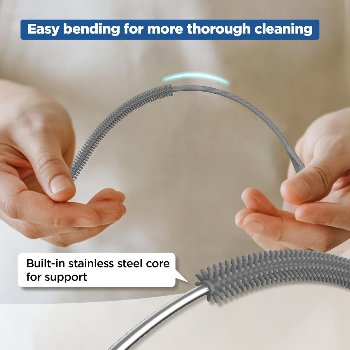 YOTIME Silicone Straw Cleaner Brush, 2Pcs Reusable Straw Brush Extra Long for Cleaning Tumbler with
