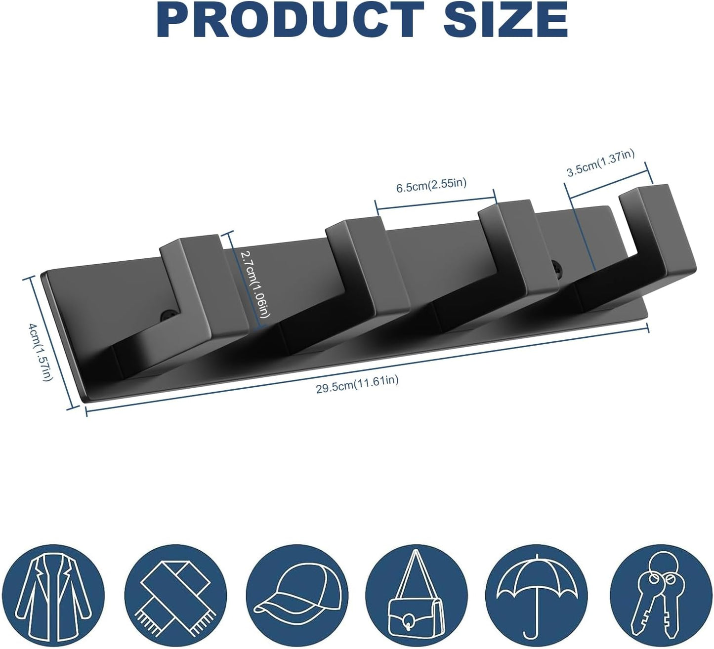 PMMASTO Coat Rack Wall Mount, Coat Hooks Wall Hooks for Hanging, Stainless Steel Coat Hanger Towel