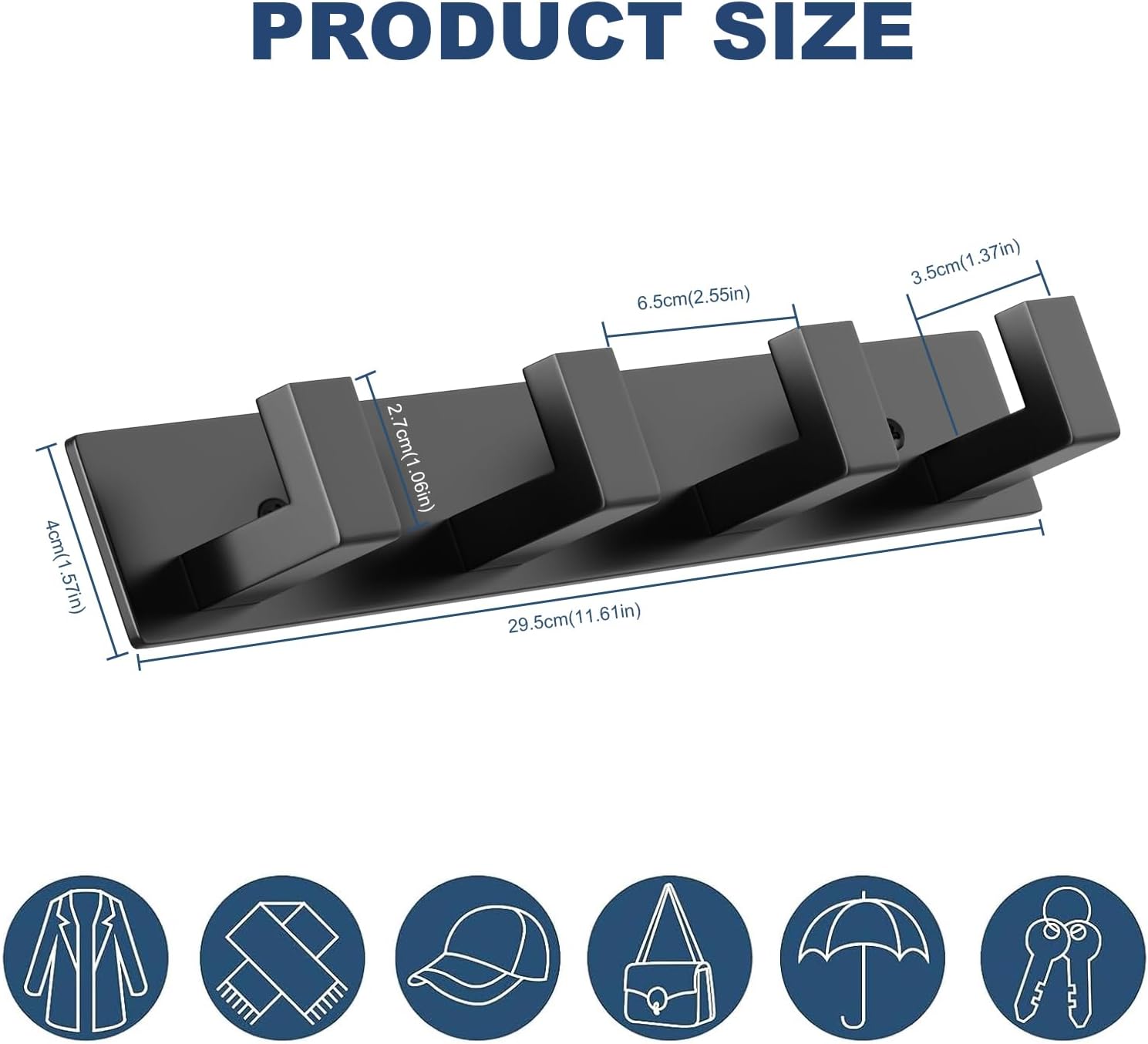 PMMASTO Coat Rack Wall Mount, Coat Hooks Wall Hooks for Hanging, Stainless Steel Coat Hanger Towel