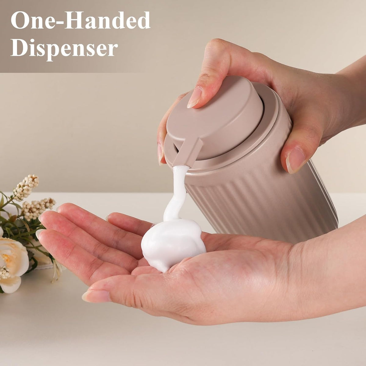 BosilunLife Foam Hand Soap Dispenser - Ceramic Foaming Soap Dispenser for Bathroom 12oz Refillable