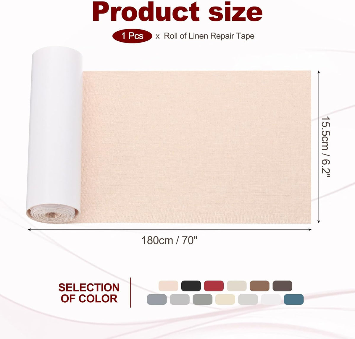 PATIKIL 70x6.2 Inch Linen Repair Tape, Repair Fabric Patch Self Adhesive Couch Patch Line Repair