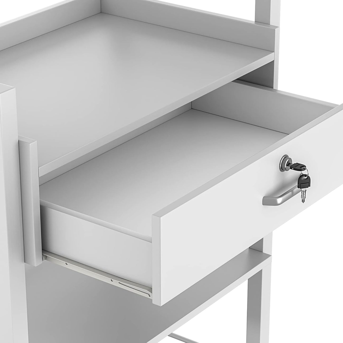 Paddie Salon Trolley Cart, Wooden Mobile Utility Cabinet Lab Cart with 1 Drawer 2 Trays, Rolling