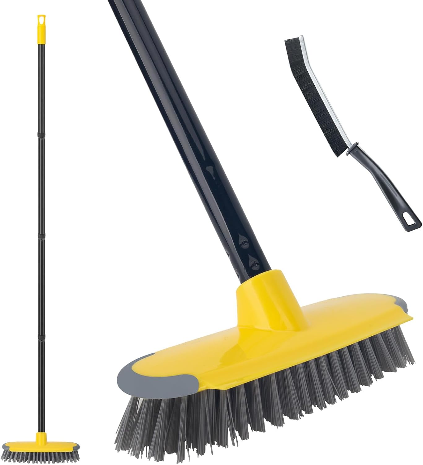 Deck Brush with Long Handle, Floor Scrub Broom for Shower, 50'' Outdoor Scrubber for Carpet, Boat